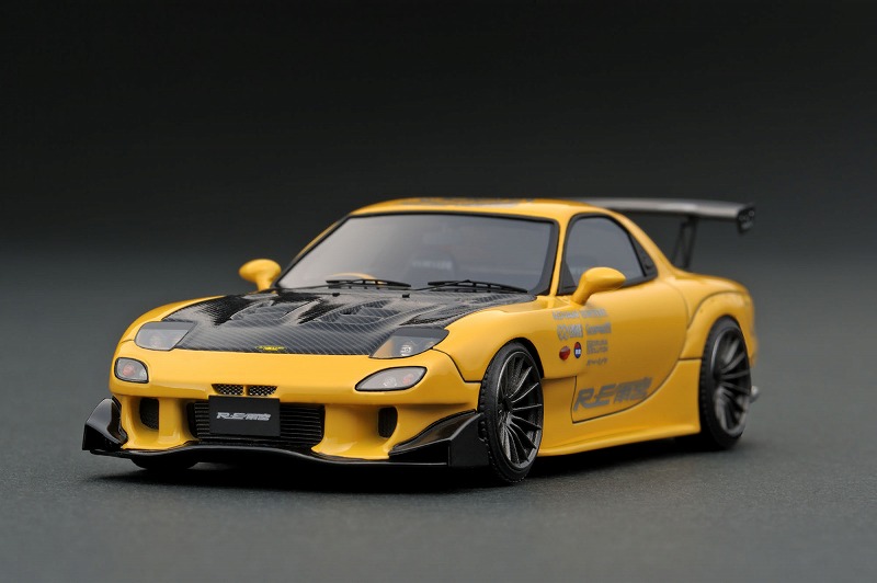 IG1339 1/43 Mazda RX-7 (FD3S) RE Amemiya Yellow with Carbon bonnet 