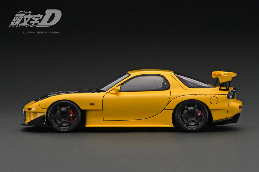 IG2873 1/18 INITIAL D Mazda RX-7 (FD3S) Yellow With Mr. Keisuke