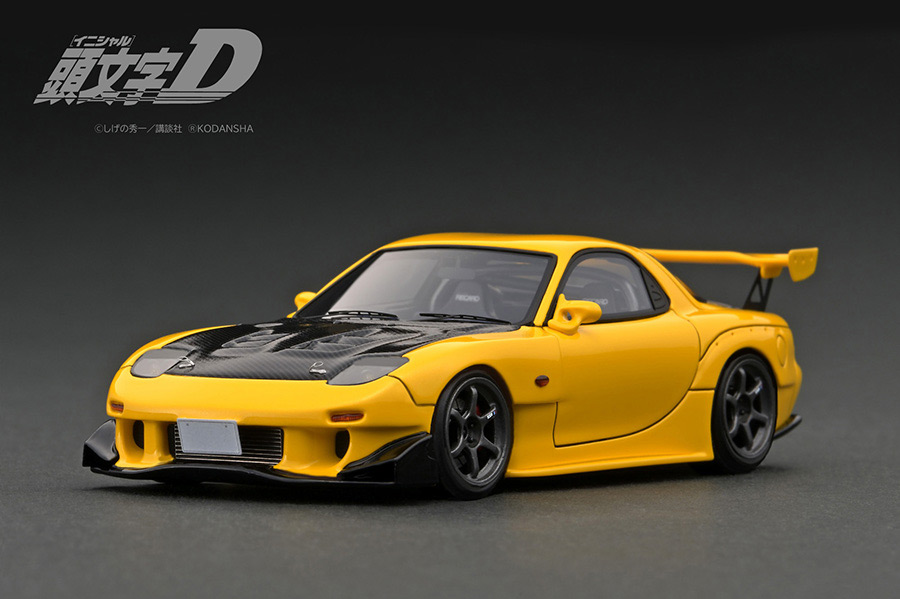 IG2876 1/43 INITIAL D Mazda RX-7 (FD3S) Yellow With Mr. Keisuke