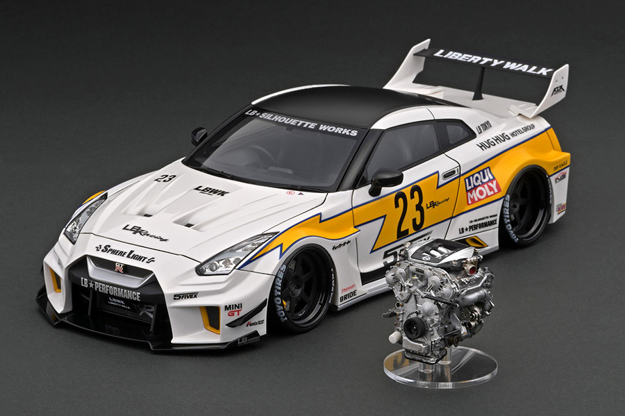 IG2959 1/18 LB-Silhouette WORKS GT Nissan 35GT-RR White/Yellow With Engine  | LINE UP | [公式] ignition model - すべてはミニチュアカーコレクターのために。
